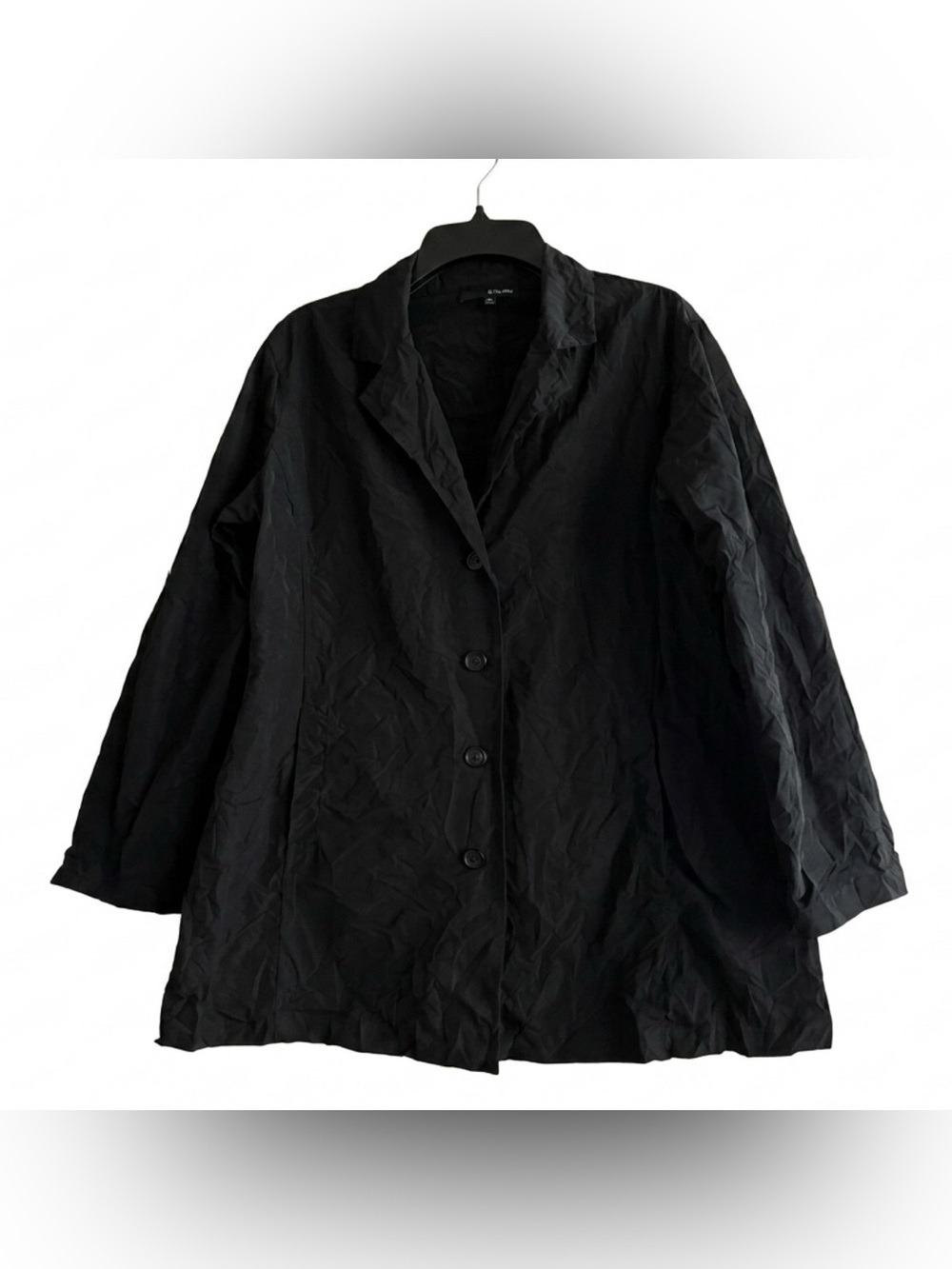 Sun Kim Women’s Black Button-Front Boyfriend Blazer Jacket